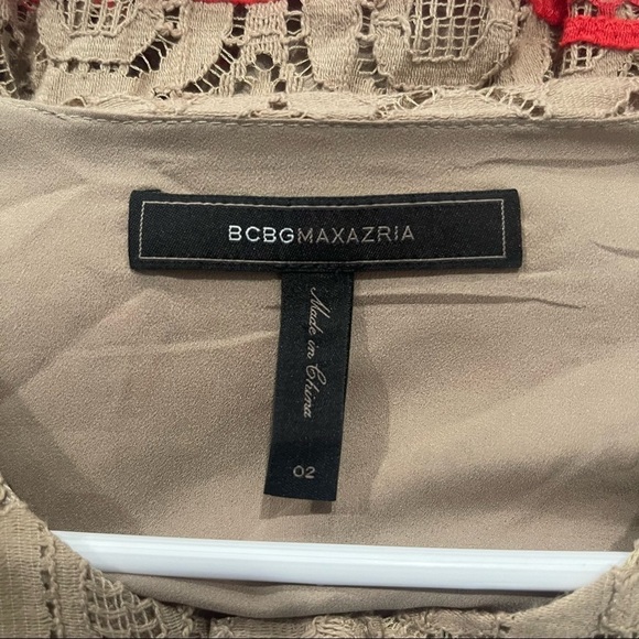 BCBGMAXAZRIA Dasen Orange Tan Striped Lace Dress Tia Mowry As Seen On TV - Picture 5 of 6